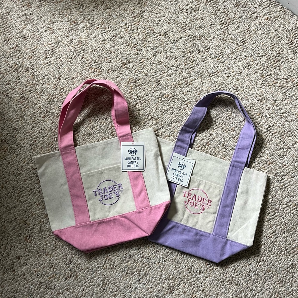 Trader Joe’s Mini Pastel Totes (set of 2!) NWT